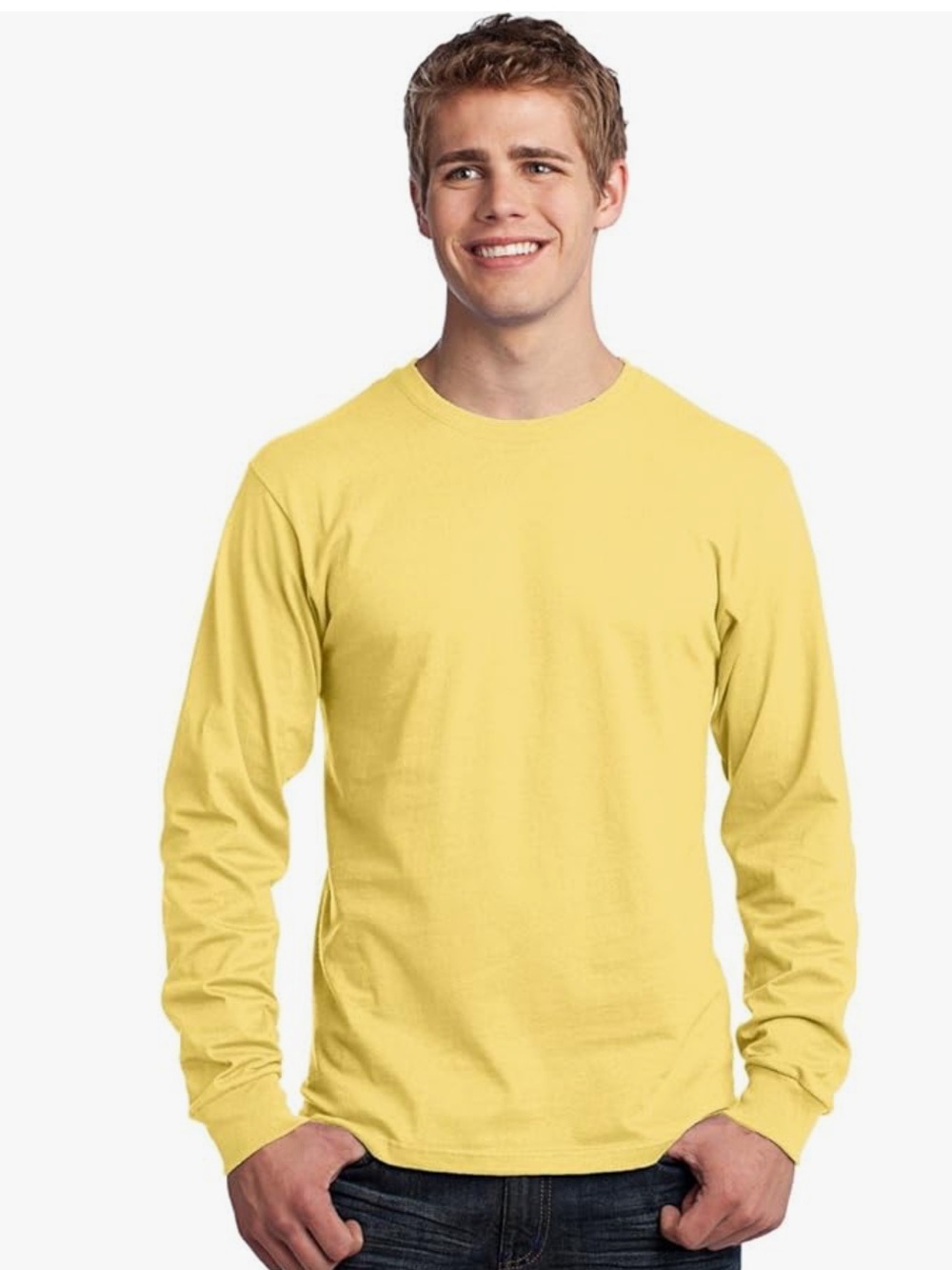 Port and Company Bright Yellow Long-Sleeve Crewneck